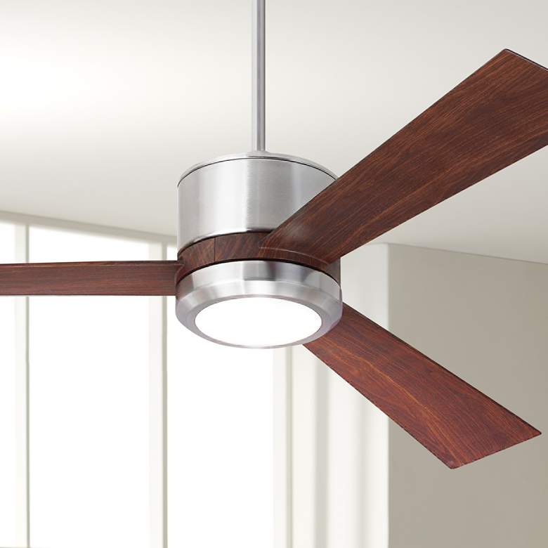 Image 1 52" Monte Carlo Vision Max Brushed Steel and Teak LED Ceiling Fan