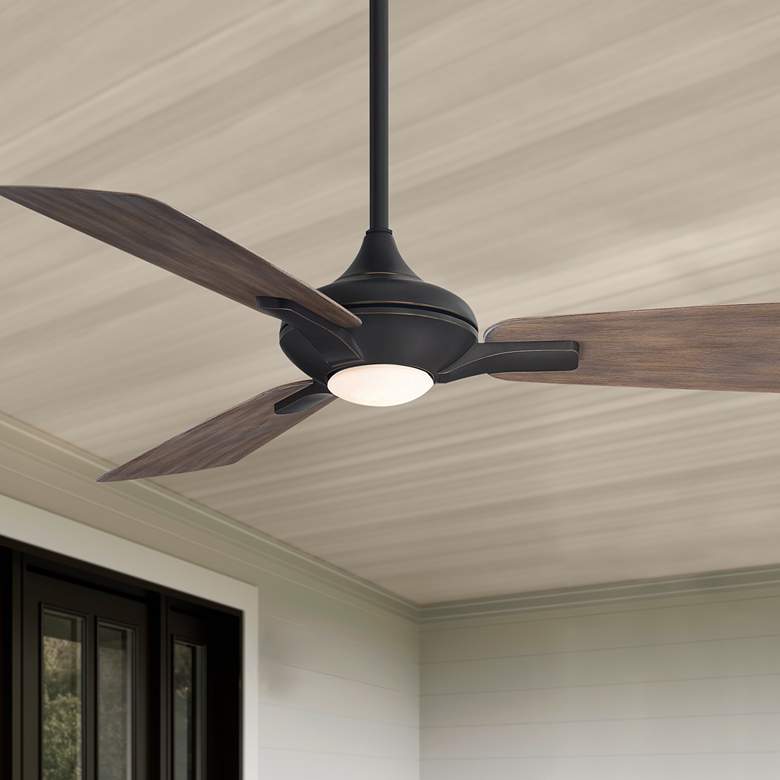 Image 1 52" Mykonos Oil-Rubbed Bronze and Barn Wood LED Ceiling Fan