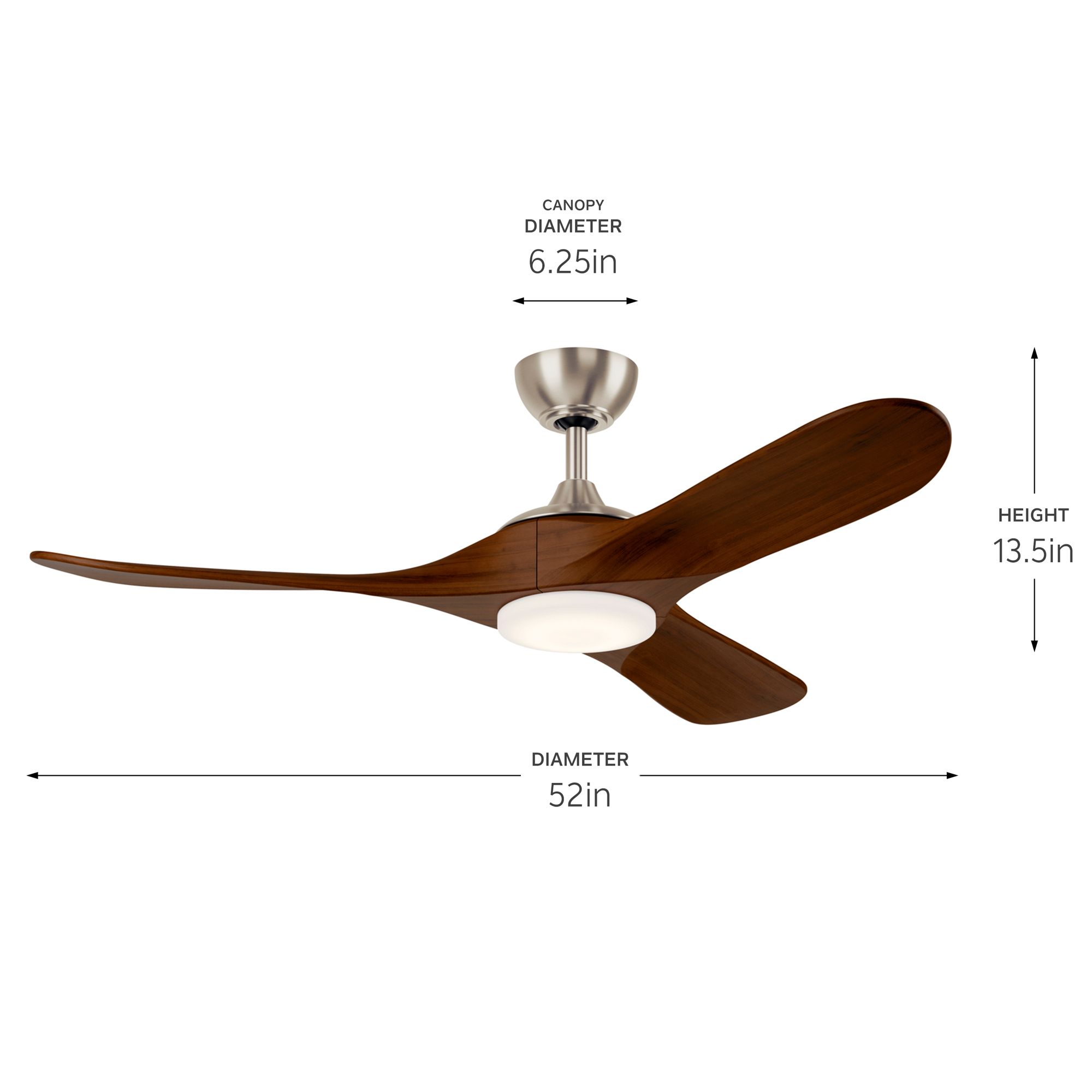 Image 7 52 Inch Mylo Ceiling Fan in Brushed Nickel with Natural Walnut Wood Blades more views