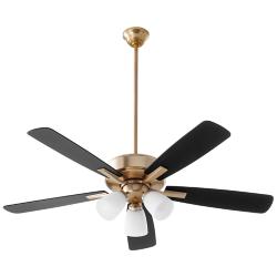 52" Ovation Aged Brass and Matte Black LED Ceiling Fan