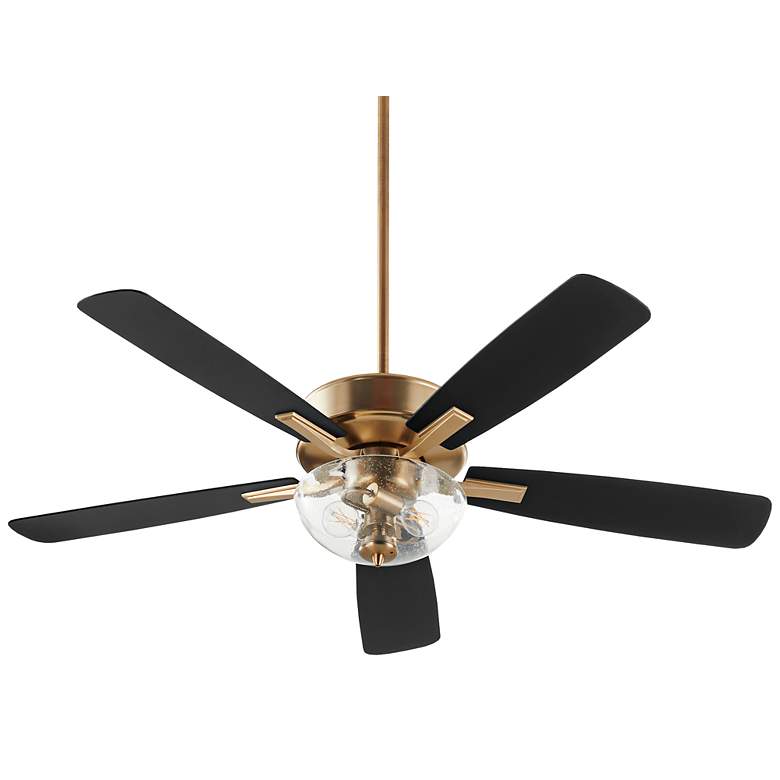Image 2 52" Ovation Aged Brass LED Ceiling Fan w/ Clear Seeded Glass