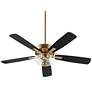 2_52" Ovation Aged Brass LED Ceiling Fan w/ Clear Seeded Glass