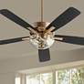 1_52" Ovation Aged Brass LED Ceiling Fan w/ Clear Seeded Glass
