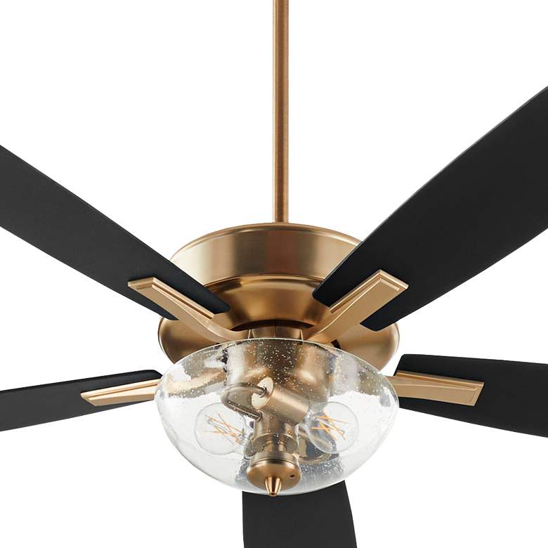 Image 3 52" Ovation Aged Brass LED Ceiling Fan w/ Clear Seeded Glass more views