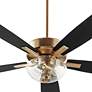 3_52" Ovation Aged Brass LED Ceiling Fan w/ Clear Seeded Glass more views