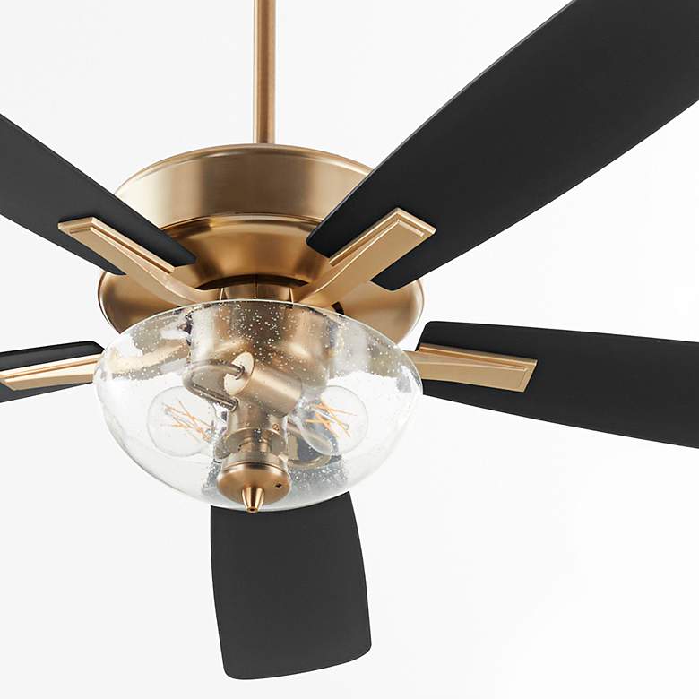 Image 4 52" Ovation Aged Brass LED Ceiling Fan w/ Clear Seeded Glass more views