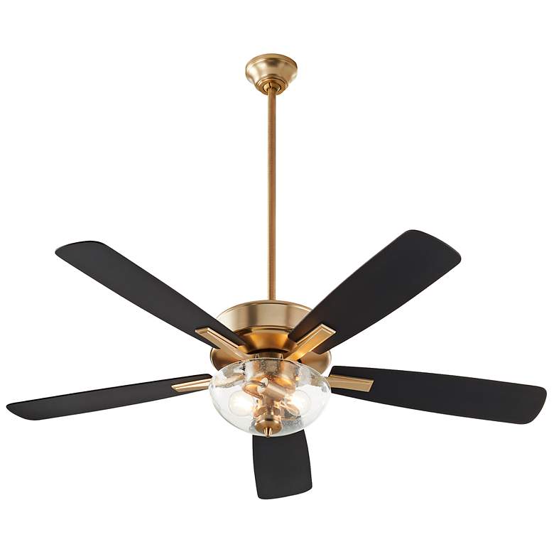 Image 5 52" Ovation Aged Brass LED Ceiling Fan w/ Clear Seeded Glass more views