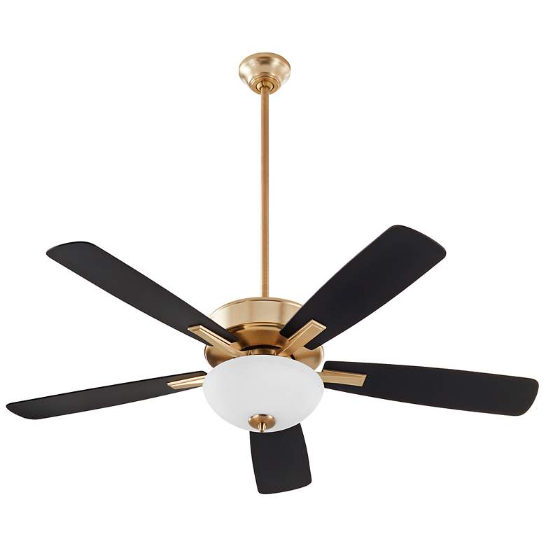 Image 1 52" Ovation Aged Brass LED Ceiling Fan with Black Blades