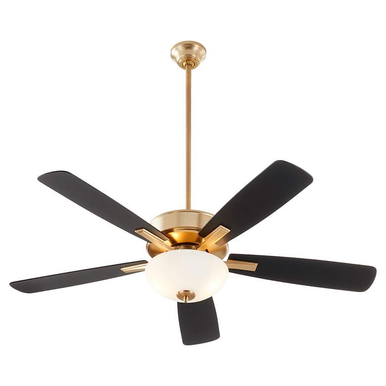 Image 2 52" Ovation Aged Brass LED Ceiling Fan with Black Blades more views