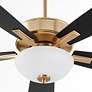 3_52" Ovation Aged Brass LED Ceiling Fan with Black Blades more views