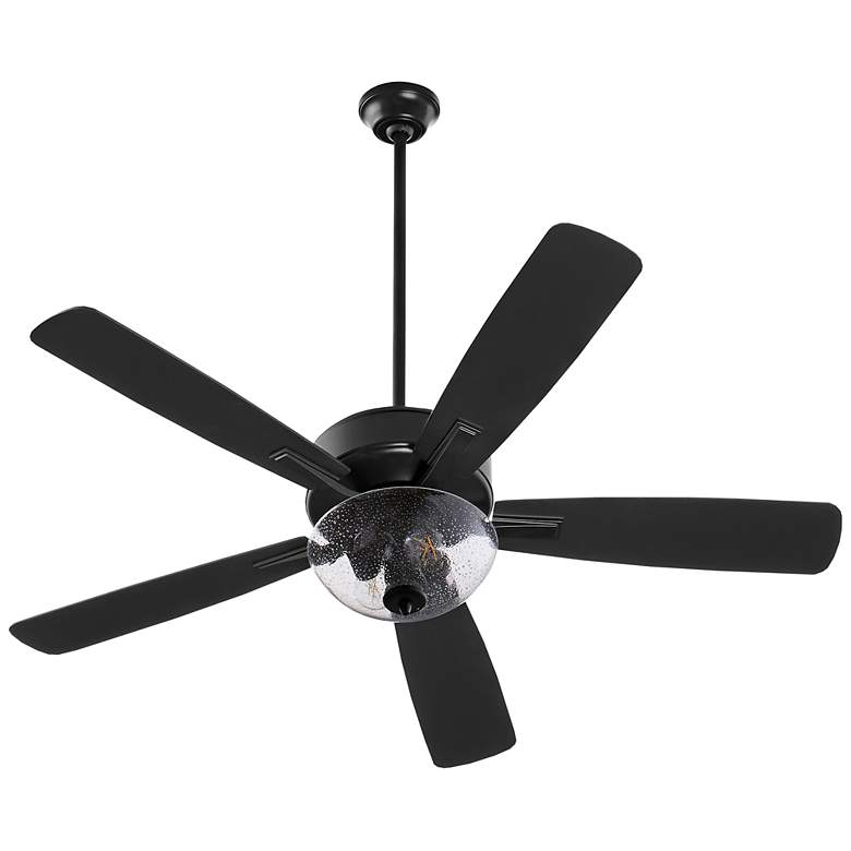 Image 1 52" Ovation Matte Black Ceiling Fan with Clear Seeded Glass