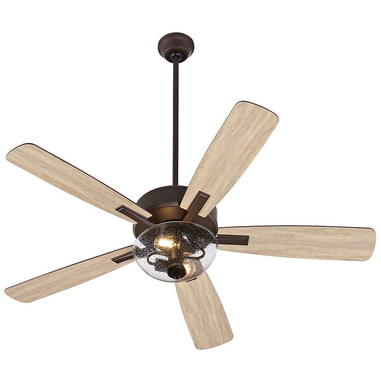 Image 5 52" Ovation Oiled Bronze Ceiling Fan w/ Clear Seeded Glass more views