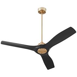 52" Oxygen Avalon Brass and Black Damp Ceiling Fan with Wall Control