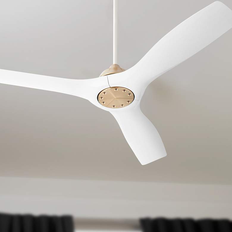 Image 1 52" Oxygen Avalon Brass and White Indoor Ceiling Fan with Wall Control