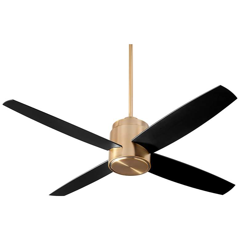 Image 1 52" Oxygen Oslo Aged Brass Damp Rated Ceiling Fan with Wall Control