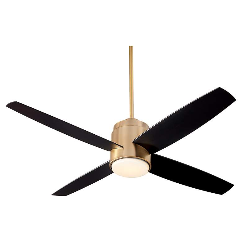 Image 2 52" Oxygen Oslo Aged Brass Damp Rated Ceiling Fan with Wall Control more views