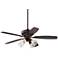 52" Pacific Beach Bronze and Crackle Glass LED Ceiling Fan