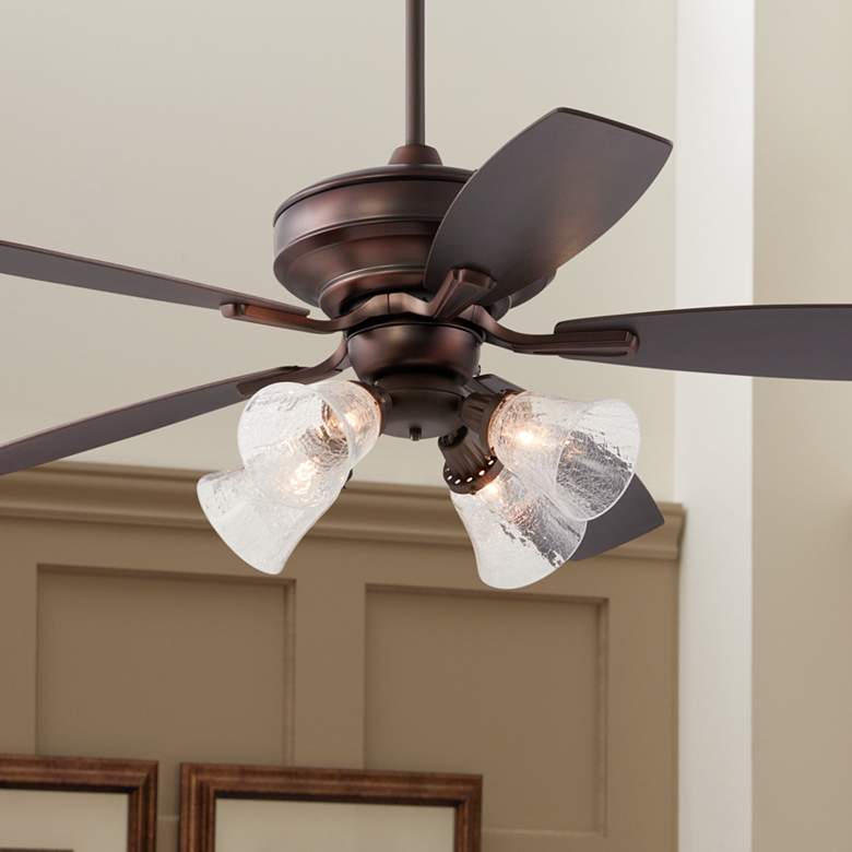 Image 1 52 inch Pacific Beach Bronze and Crackle Glass LED Ceiling Fan