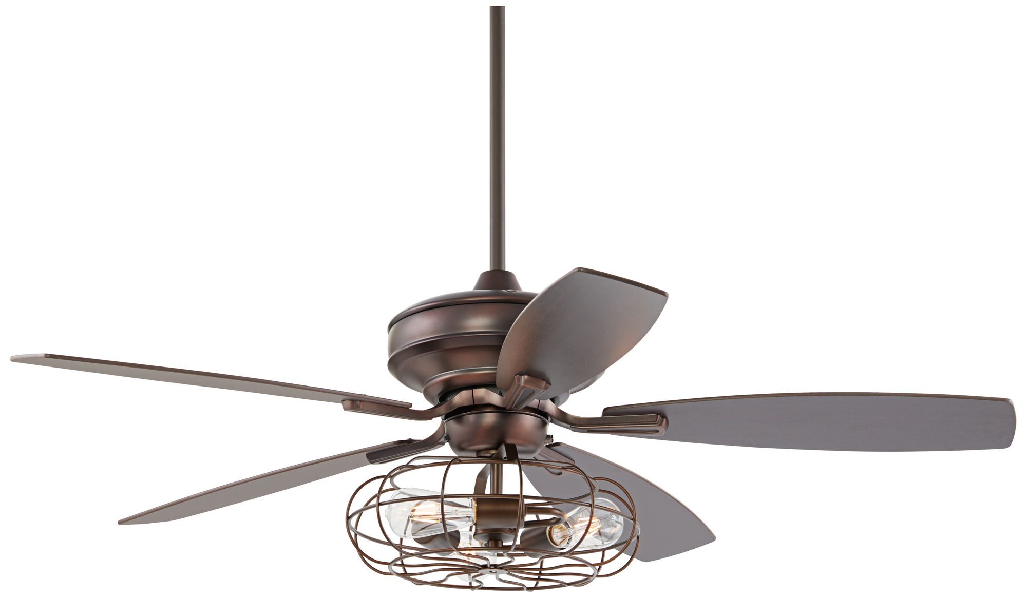 52" Pacific Beach Bronze Ceiling Fan with LED Cage Light Kit