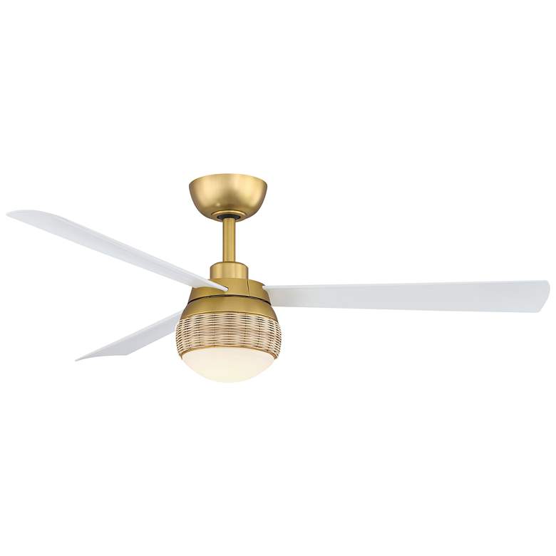 Image 1 52" Paget Brushed Brass LED Ceiling Fan with White Blades