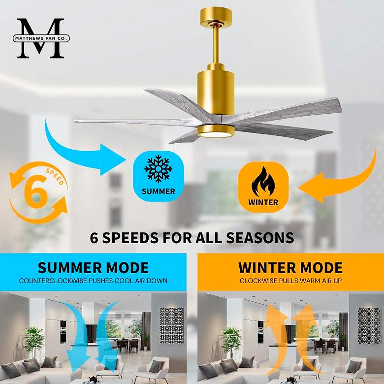 Image 7 52" Patricia-5 Brushed Brass and Barn Wood LED Ceiling Fan more views