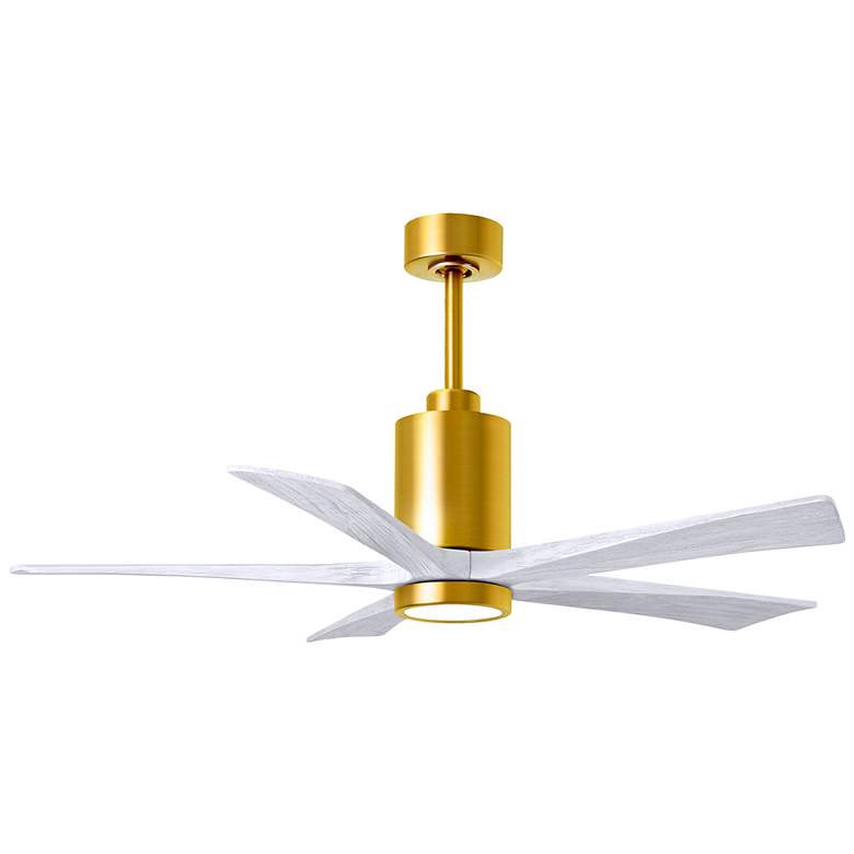 Image 1 52" Patricia-5 Brushed Brass and White LED Ceiling Fan