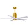 1_52" Patricia-5 Brushed Brass and White LED Ceiling Fan