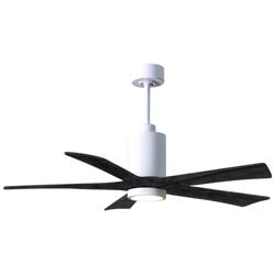 52" Patricia-5 Gloss White LED Ceiling Fan with Black Blades