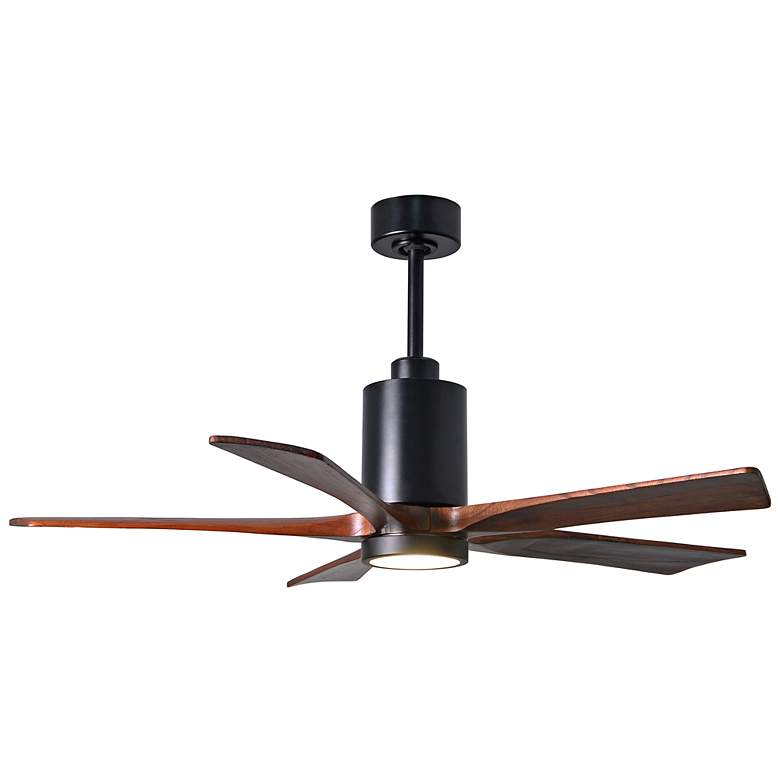 Image 1 52" Patricia-5 Matte Black LED Ceiling Fan w/ Walnut Blades