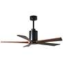 1_52" Patricia-5 Matte Black LED Ceiling Fan w/ Walnut Blades