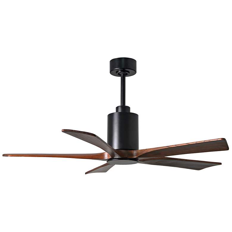 Image 2 52" Patricia-5 Matte Black LED Ceiling Fan w/ Walnut Blades more views