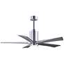 1_52" Patricia-5 Polished Chrome and Barn Wood LED Ceiling Fan