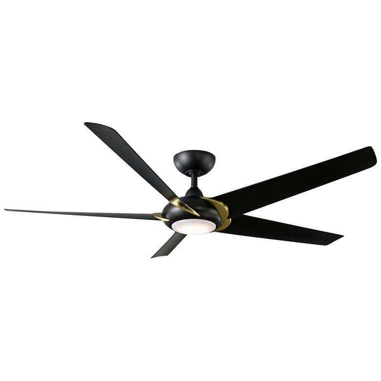 Image 1 52" Patricia-5 Polished Chrome and Walnut LED Ceiling Fan