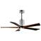 52" Patricia-5 Polished Chrome and Walnut LED Ceiling Fan