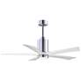 52" Patricia-5 Polished Chrome and White LED Ceiling Fan