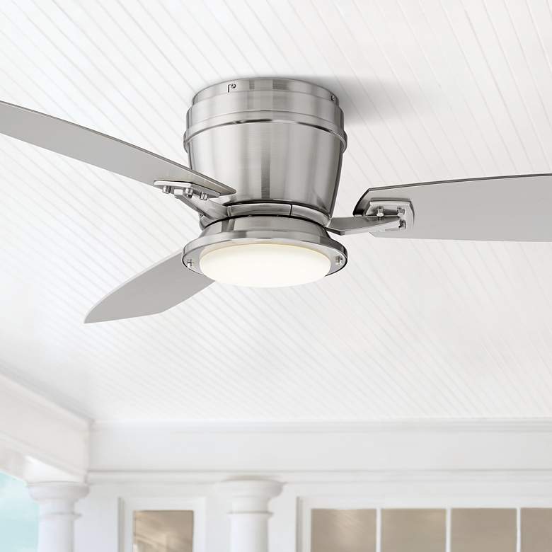 Image 1 52 inch Playa Del Ray Brushed Nickel Wet LED Ceiling Fan with Remote