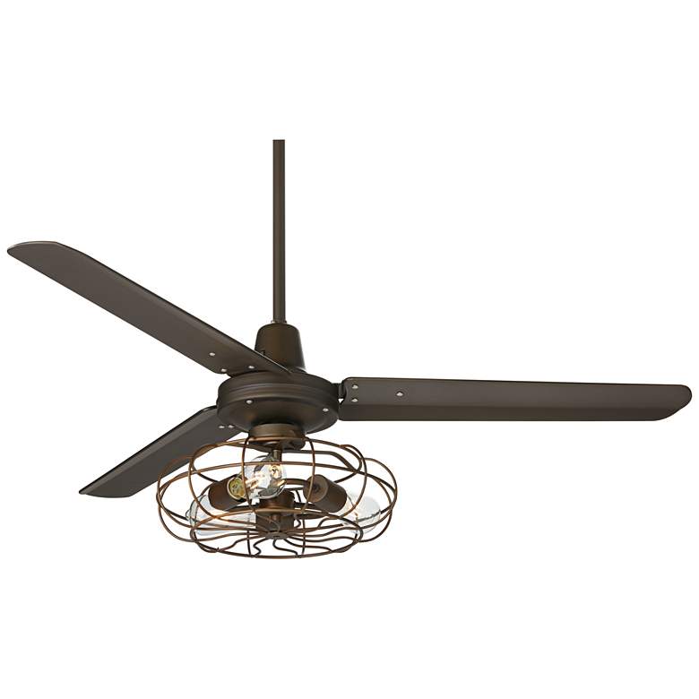 Image 2 52 inch Plaza DC Bronze Ceiling Fan with Vintage Cage LED Kit with Remote