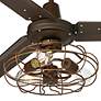 52" Plaza DC Bronze Ceiling Fan with Vintage Cage LED Kit with Remote