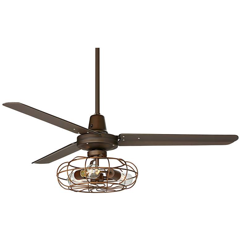 Image 6 52 inch Plaza DC Bronze Ceiling Fan with Vintage Cage LED Kit with Remote more views