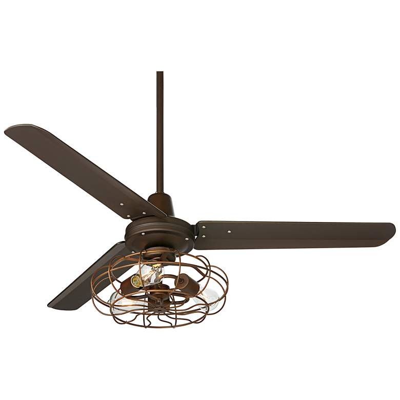 Image 7 52" Plaza DC Bronze Ceiling Fan with Vintage Cage LED Kit with Remote more views