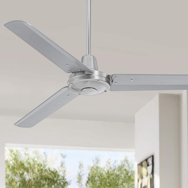 Image 1 52 inch Plaza DC Brushed Nickel Damp Rated Ceiling Fan with Remote