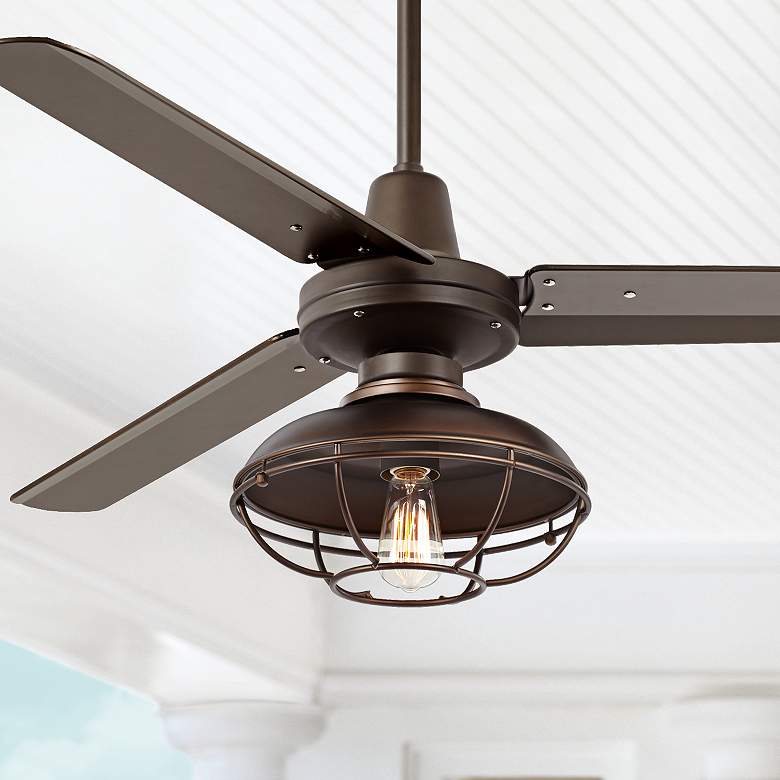 Image 1 52 inch Plaza DC Franklin Park Bronze Damp LED Ceiling Fan with Remote