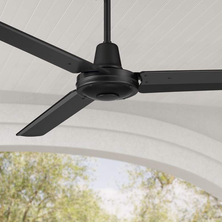 Image 1 52" Plaza DC Matte Black Finish Damp Rated Ceiling Fan with Remote
