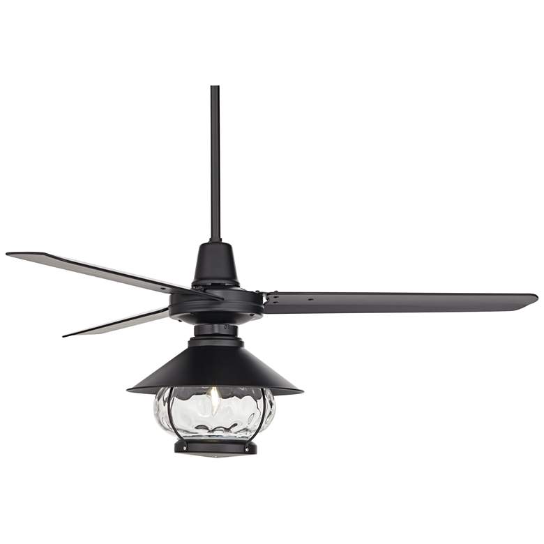 Image 7 52 inch Plaza DC Matte Black Finish Damp Rated LED Ceiling Fan more views