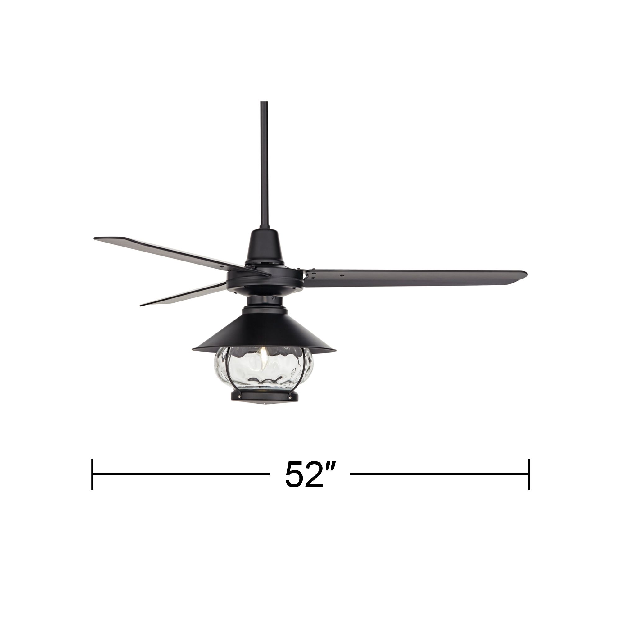 52" Plaza DC Matte Black Finish Damp Rated LED Ceiling Fan