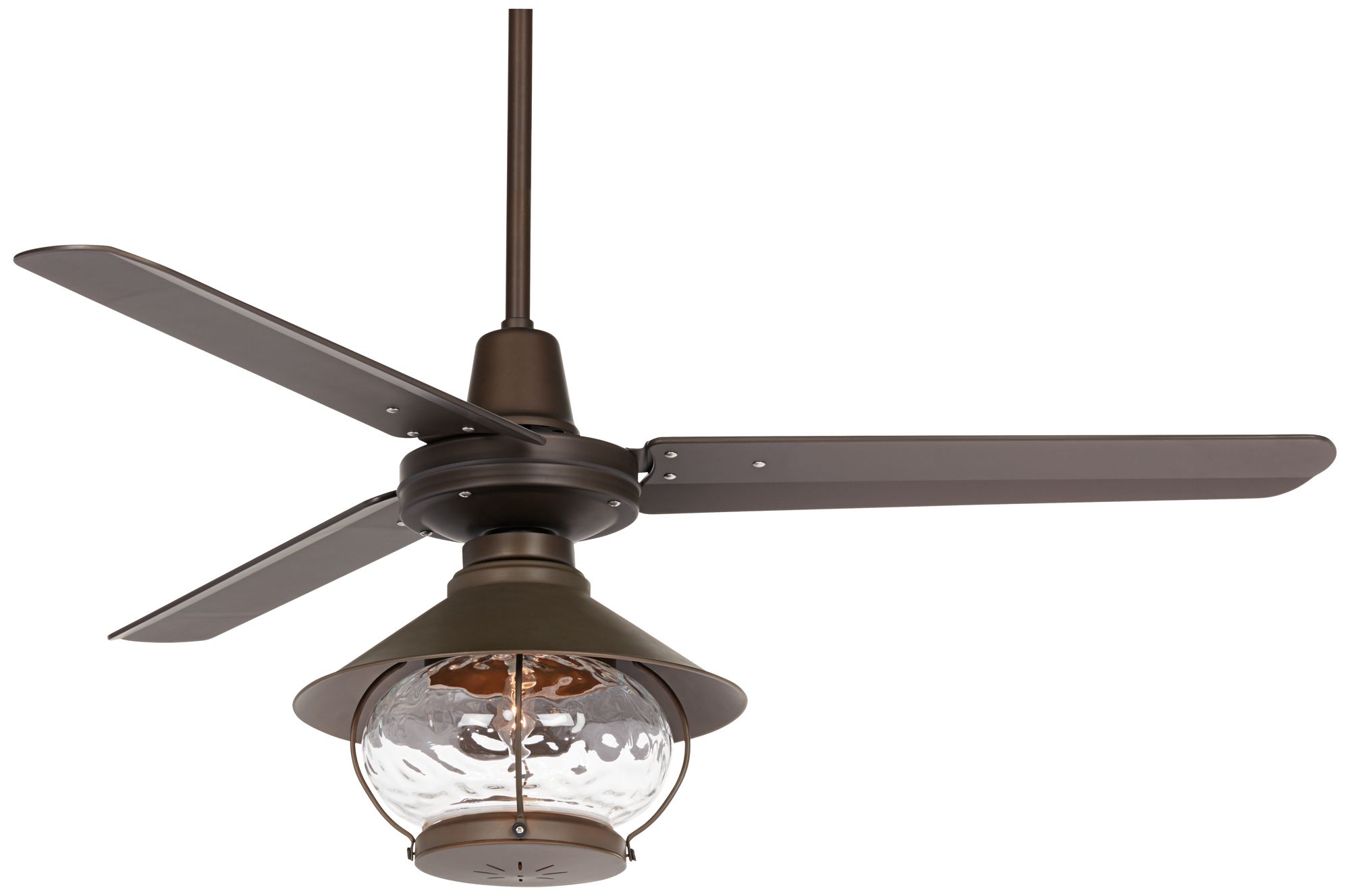 52" Plaza DC Tropical Lantern Bronze Damp LED Ceiling Fan with Remote