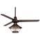 52" Plaza DC Tropical Lantern Bronze Damp LED Ceiling Fan with Remote