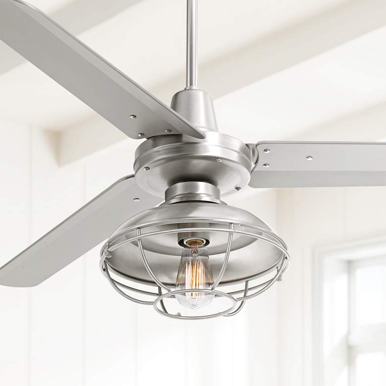 Image 1 52" Plaza Franklin Park Brushed Nickel Damp Ceiling Fan