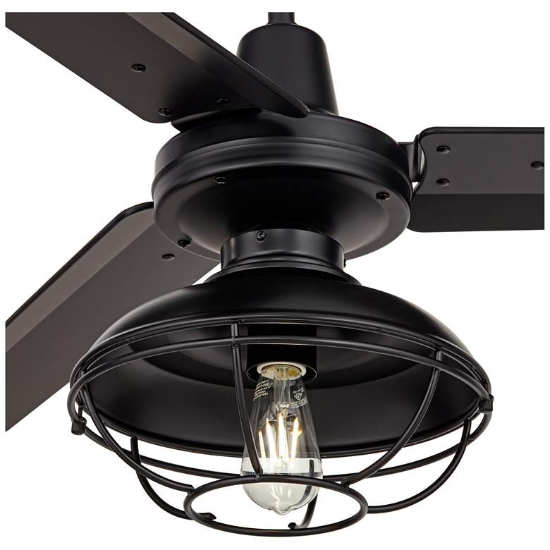 Image 3 52 inch Plaza Matte Black Cage Light Damp Rated Ceiling Fan with Remote more views