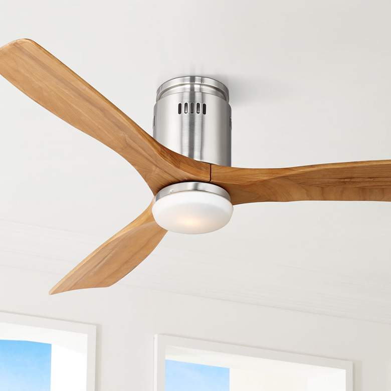 Image 1 52 inch Possini Euro Admiralty Brushed Nickel LED Ceiling Fan with Remote